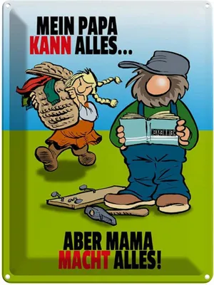 Produktbild von vianmo Blechschild 40x30 cm Papa kann alles aber Mama macht Spruch Zitat
