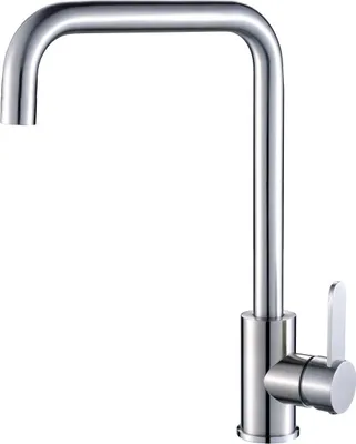 Produktbild von Design Spültischarmatur stehend mit L-Auslauf Stahl