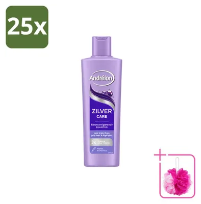 Productafbeelding van 25 x Andrélon Zilver Care Shampoo - 250 ml - Voordeelverpakking - 25 stuks