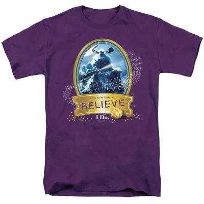 Immagine prodotto di Maglietta unisex "True Believer" ispirata al film "Il Polo Express", taglia L, colore viola (modello TV39030), Immagine generata dall'IA