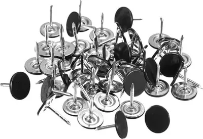 Produktbild von Reißnägel Schwarz 100 Stück Pinnadeln Stahlspitze für Polsternägel, Reißzwecken, Wand, Kork, Foto
