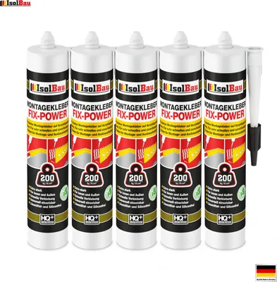 Produktbild von IsolBau Montagekleber FIX-POWER Baukleber 5 x 480g Kartusche weiß Qualität 200kg / 10cm