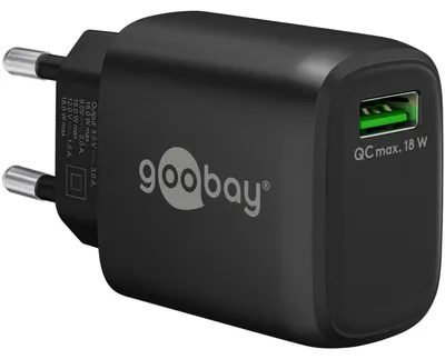 Produktbild von goobay USB A Ladegerät 18W Quick Charge Schnellladegerät schwarz