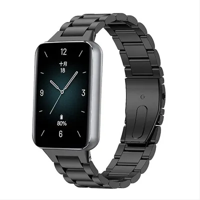 Produktbild von Strap-it Stahlgliederband mit Schmetterlingsverschluss - passend für das Honor Band 9 (schwarz)