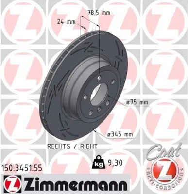 Produktbild von ZIMMERMANN Bremsscheibe Hinten Rechts für BMW X5 (E70) 345mm 150.3451.55