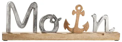 Imagen del producto de Letra con relieve, "Moin", motivo de ancla, aluminio, madera de mango, color natural, color plateado, unidad de venta: 2.Altura: 14.00 cmAncho: 5.00 cmProfundidad: 43.00 cm48811