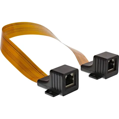 Produktbild von InLine Patchkabel Fensterdurchführung, 2x RJ45 Buchse, ungeschirmt, 0,3m, 0,3 m, U/UTP (UTP), RJ-45, RJ-45, Orange