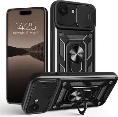Produktbild von Armor Handyhülle für Apple iPhone 16e Kameraschutz Handy Panzer Case Cover Schutzhülle Outdoor Farbe: Schwarz