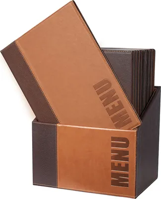 Produktbild von Securit Speisekarten Mappe TRENDY in Box DIN A4 hellbraun 1 Box mit 20 Mappen