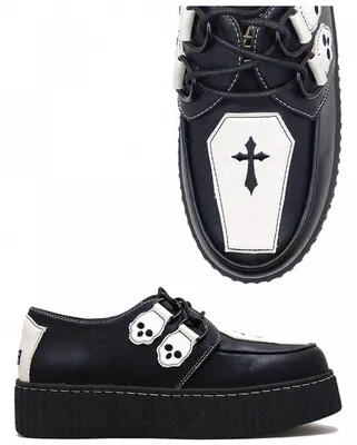 Produktbild von Schwarze Coffin Creepers Schuhe für Gothics & Halloween Größe: 39
