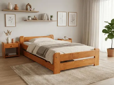 Obrázek produktu pro Postel Emily 80x200 cm, olše Matrace: Matrace Sommera 18 cm, Rošt: S laťkovým roštem