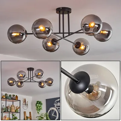 Produktbild von Fossobiubo Deckenlampe aus Metall/Glas in Schwarz/Rauchfarben