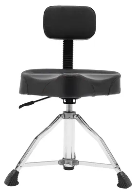 Imagen del producto de Silla para batería con forma de sillín - Negra, ajustable de 45 a 60 cm - Giratoria 360 grados - Fabricada en metal y Polyurethan(poliuretano)
