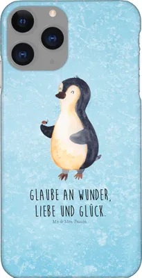 Produktbild von Mr. & Mrs. Panda Iphone 11 Pro Handyhülle Pinguin Marienkäfer - Eisblau - Geschenk, Liebe, Handy Case, Premium Kunststoff, Pinguine, Aufmerksam, Glück, Kleine Wunder