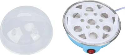 Image de H��cooker d'oeufs Make jusqu'à 7 gros oeufs à la coque Anti dry burning automatic bracers with heat plate EU plug 110 V Blue