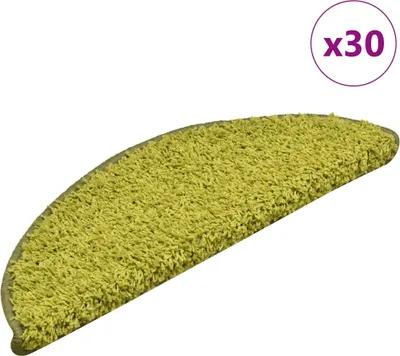 Image de Tapis d'escalier 30 pièces 56 x 17 x 3 cm Vert Demi-rond