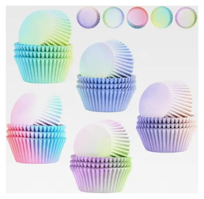 Produktbild von 500 Stück Mini Muffinförmchen aus Papier in 5 Farben für Backen, Dessert, Party, Geburtstag, Hochzeit