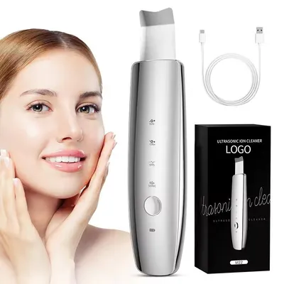 Produktbild von 6-in-1-EMS-Ultraschall-Hautpeelinggerät mit Ionen- und LED-Lichttherapie, Hautstraffungsmassagegerät, Gesichtsspatel, Mitesserentferner