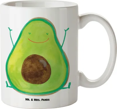 Produktbild von Mr. & Mrs. Panda Kaffeepott Avocado Glücklich - Weiß - Geschenk, Pott, Teepott, Freude, Große Teetasse, Haferl, Chaos, weisse tasse, Riesenkaffeetasse, Frucht