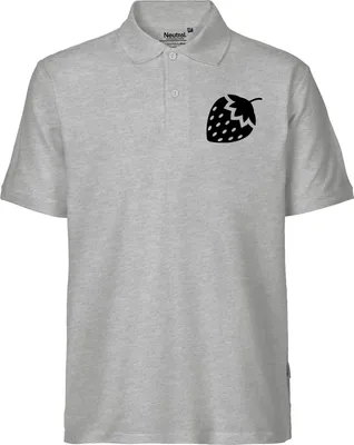 Produktbild von Huuraa Herren Polo Shirt Erdbeere Strawberry M Sport Grey Bio Baumwolle Fairtrade Poloshirt Geschenkidee