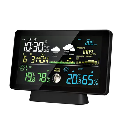 Produktbild von Wireless Wetterstation mit Außensensor,Farbdisplay,DCF Funktür,Temperatur- und Feuchtigkeitsmesser,Wettervorhersage,Barometer, Mondphasenanzeige,inkl