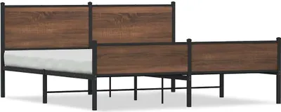 Obrázek produktu pro vidaXL Kovová postel bez matrace Hnědý dubový vzhled 180x200 cm