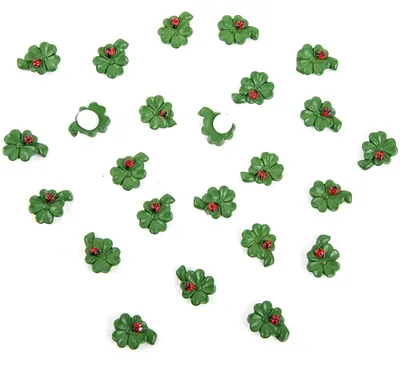 Produktbild von 24 kleine Kleeblätter 1,5 cm grün selbstklebend Silvesterdeko