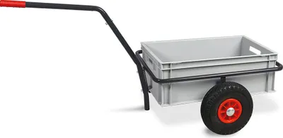 Produktbild von Robuster Handwagen in anthrazit, belastbar bis zu 200 kg, mit 24 cm hohem Kasten in grau