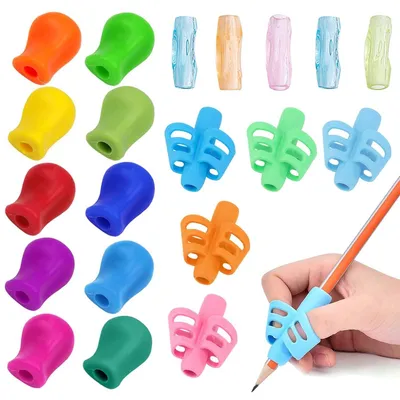 Produktbild von Set mit 20 Silikon-Stifthaltern für Kinder, geeignet für Links- und Rechtshänder (Farbe zufällig)