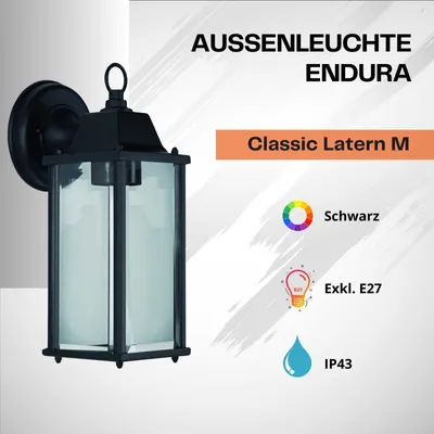 Produktbild von Ledvance Außenwandleuchte Laterne Endura Classic Schwarz IP23 E27 ohne Leuchtmittel