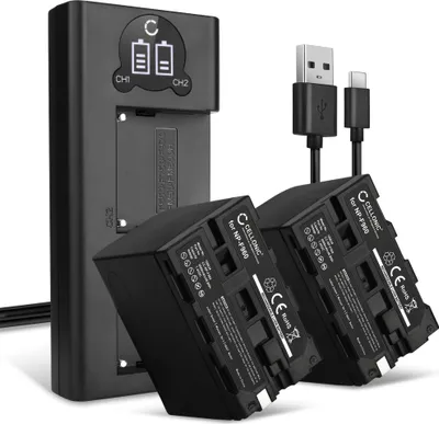 Image de CELLONIC 2x Batterie pour Appareil photo Compatible avec Z Cam E2, Compatible avec Sony HDR-FX1000E, HDR-FX7E, NP-F970 - (6600mAh, 7.4V) + Chargeur Double