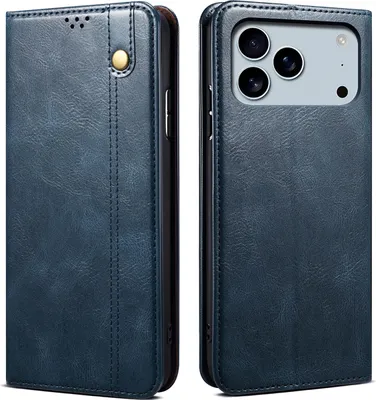 Produktbild von Hülle für iPhone 17 Pro Leder Brieftasche Schutzhülle mit Standfunktion Blau