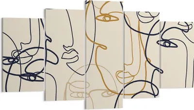 Produktbild von Bild auf Leinwand - Leinwandbild - 5 Teile - Frau Gesicht Linie - 160x85cm - Wand Bild - Wanddeko - Wandbilder - Leinwanddruck - Bilder - Wanddekoration - Leinwand bilder - Wandbild - EA160x85-5109