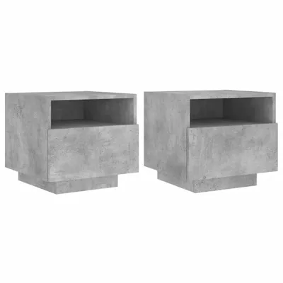 Produktbild von Nachttische mit LED-Leuchten 2 Stk. Betongrau 40x39x37 cm