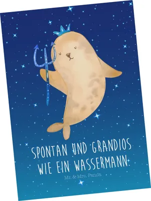 Produktbild von Mr. & Mrs. Panda Postkarte Sternzeichen Wassermann - Sternenhimmel Blau - Geschenk, Fotokarte, Nix, Ansichtskarten, Geburtstag Februar, Ansichtskarte, Meermann, Januar