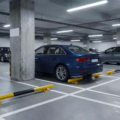 Produktbild von YARDIN 2 Stück Radstopper als Parkhilfe für Garage und Carport, hohe Sichtbarkeit bei Dunkelheit, dämpft Anfahrstöße, geeignet für Limousinen, Kleinwagen und SUV