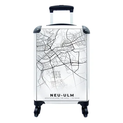 Produktbild von MuchoWow® Koffer Handgepäck Trolley Rollkoffer Kleine Reisekoffer mit 4 Rollen - Karte - Neu-Ulm - Stadtplan - Cabin Size < 55x40x23 cm & 55x40x20 cm - Fotokoffer - Kabinenkoffer - Boardgepäck - Reise-Box - Reisekoffer - Reisegepäck - Koffer mit Bild - Trolley für Kinder