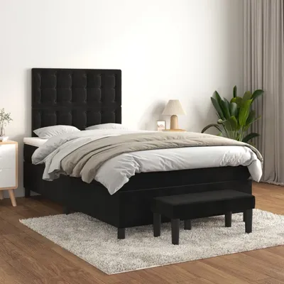 Zdjęcie produktu dla vidaXL Łóżko Boxspring z materacem czarne 120x200 cm aksamit - Łóżko Boxspring - Boxspringbetten - Bett - Schlafzimmermöbel