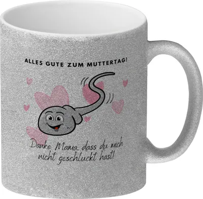 Produktbild von Danke Mama, dass du mich nicht geschluckt hast Glitzer-Kaffeebecher