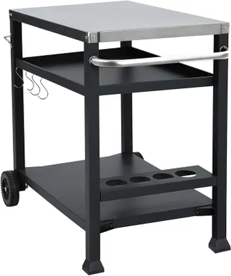 Produktbild von Grillwagen Grilltisch Rollwagen Grillständer klein mit Rollen Outdoor Balkon Garten Terrasse Schwarz