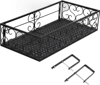 Obrázek produktu pro Balkonová polička na květiny, závěs na květináč, kovaný plot, vnitřní parapet, polička na sukulenty, vhodné pro zábradlí 6,5 cm