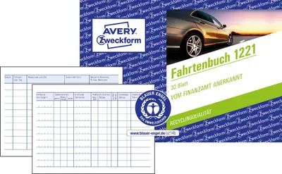 Zdjęcie produktu dla Avery Zweckform® 1221 1221 Recykling dziennika kierowcy - A6 poziomo, do samochodów osobowych, 64 strony na 310 przejazdów
