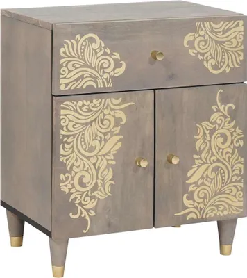 Image de Cabinet de chevet avec porte avec tiroir Gris 50 x 33 x 60 cm