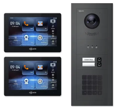 Produktbild von Goliath Premium IP GL-IPH225A.4 Video-Türsprechanlage, 2 Familien, 2× 7 Zoll Schwarz, Anthrazit, Unterputz