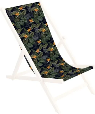 Produktbild von Ersatz-Stoffbezug Wechselbarer Liegestuhl Stoffbezug 100% Polyester für Holz-Liegestuhl Klappliegestuhl Motiv Palmen Paradiesvogel Strelitzia [119]