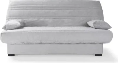 Image de Banquette Clic Clac, Matelas 17 cm, Tissu Gris Clair, 3 Places, 199 x 96 x 103 cm