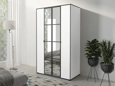 Obrázek produktu pro Šatní skříň se zrcadlem 120 cm HONG 1 - bílá / černá