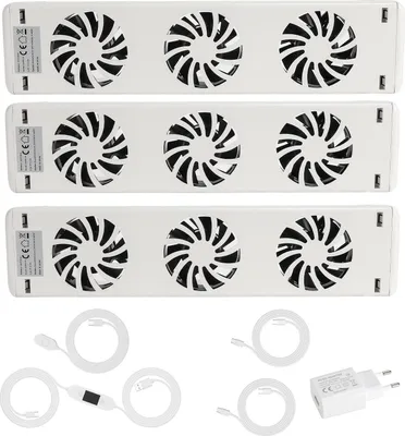 Obrázok produktu pre Eikuavons ventilátor na radiátor, 3-dielna sada, magnetický, 90 CFM, s termostatom