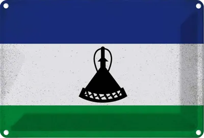 Produktbild von vianmo Blechschild 20x30 cm Lesotho Vintage Flagge Fahne Wappen