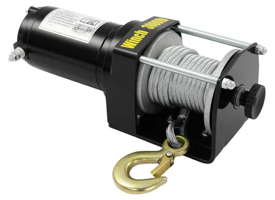 Produktbild von 12 V DC Elektroseilwinde - 6 m Stahlseil - 1.300 kg Zugkraft - 550-W-Kupfermotor - Schutzart IP54 - Schwarz